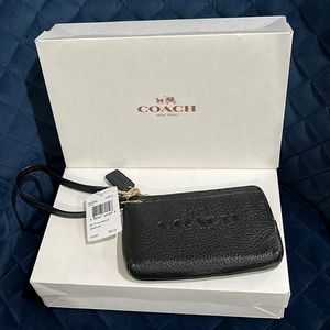 Black leather wristlet